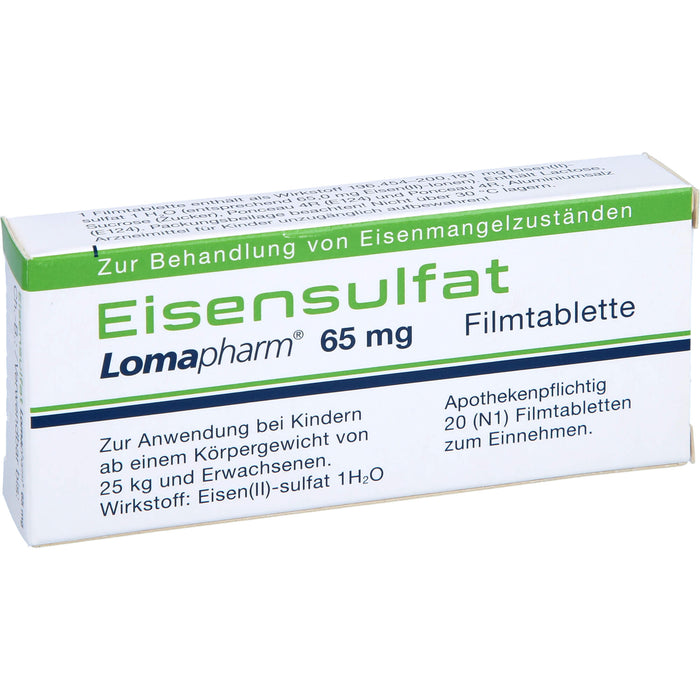 Eisensulfat Lomapharm 65 mg Filmtabletten, 20 pc Tablettes