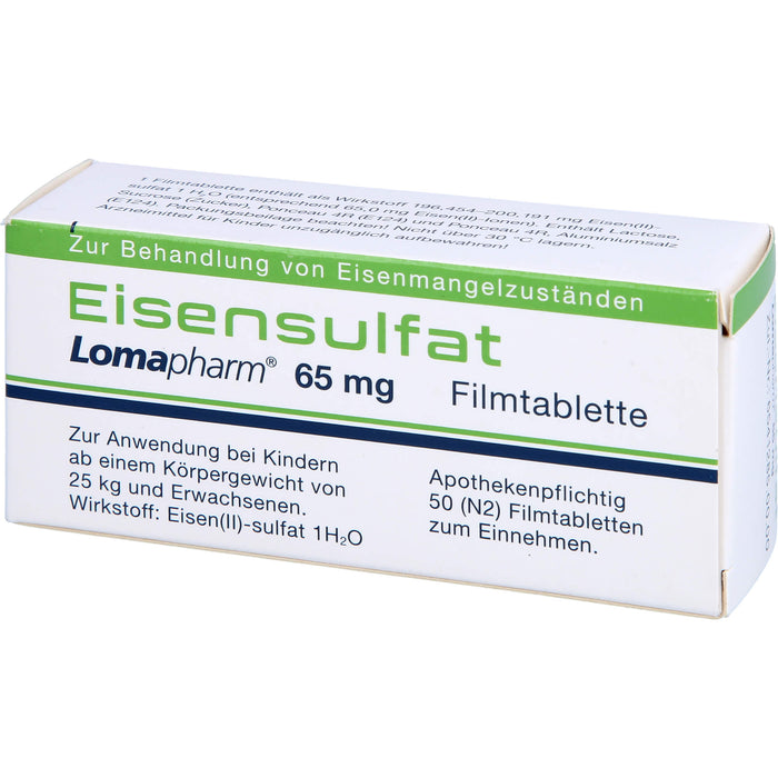 Eisensulfat Lomapharm 65 mg Filmtabletten, 50 pc Tablettes