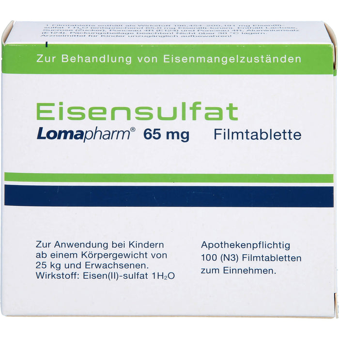 Eisensulfat Lomapharm 65 mg Filmtabletten, 100 St. Tabletten