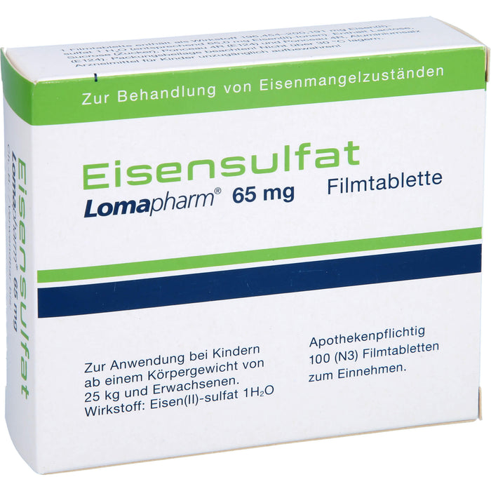 Eisensulfat Lomapharm 65 mg Filmtabletten, 100 pcs. Tablets