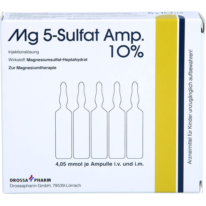 Mg 5-Sulfat Amp. 10% Injektionslösung zur Magnesiumtherapie, 5 pcs. Ampoules