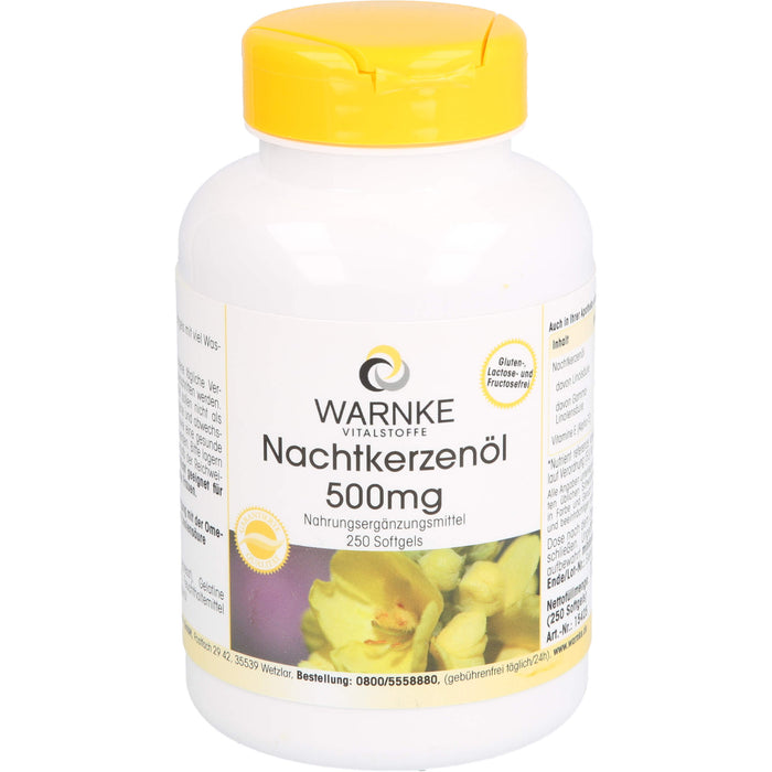 WARNKE Vitalstoffe Nachtkerzenöl 500 mg Softgels, 250 St. Kapseln