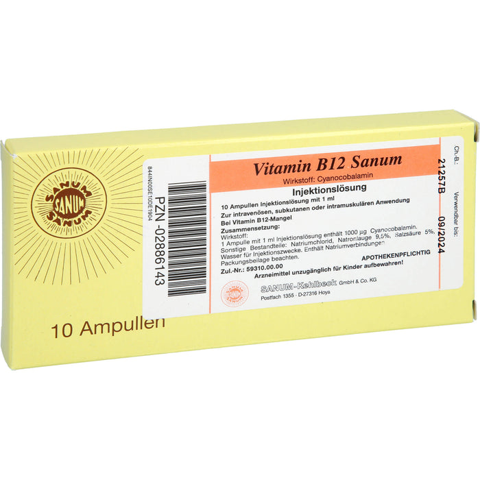 Vitamin B12 Sanum Injektionslösung, 10 St. Ampullen