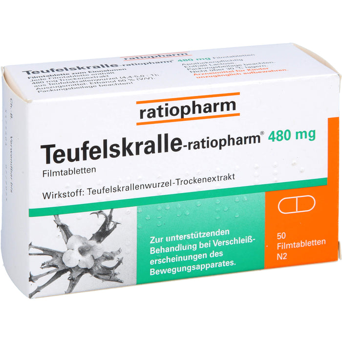 Teufelskralle-ratiopharm 480 mg Filmtabletten, 50 pc Tablettes