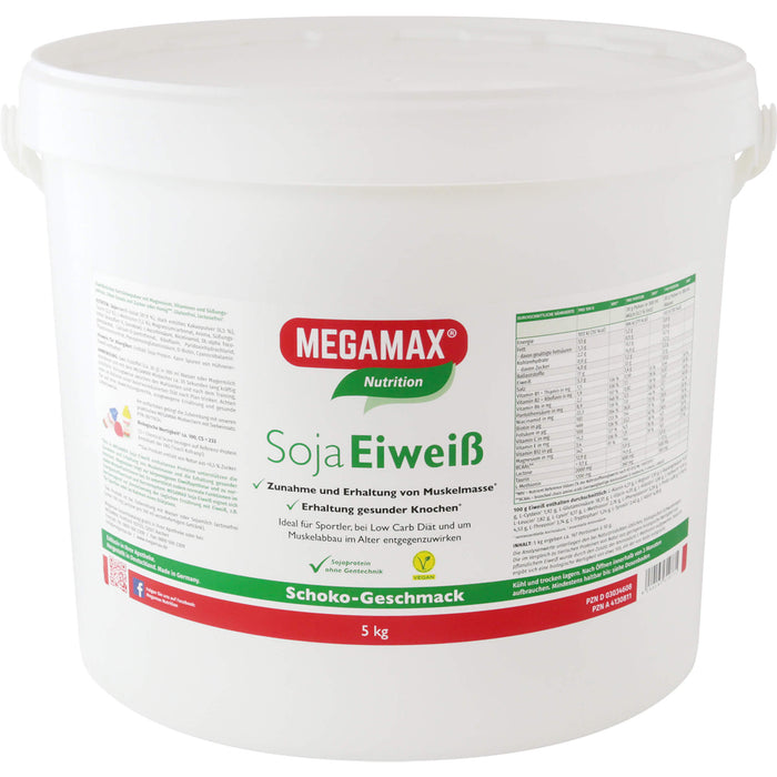 MEGAMAX Nutrition Soja Eiweiß Pulver Schoko-Geschmack, 5000 g Pulver