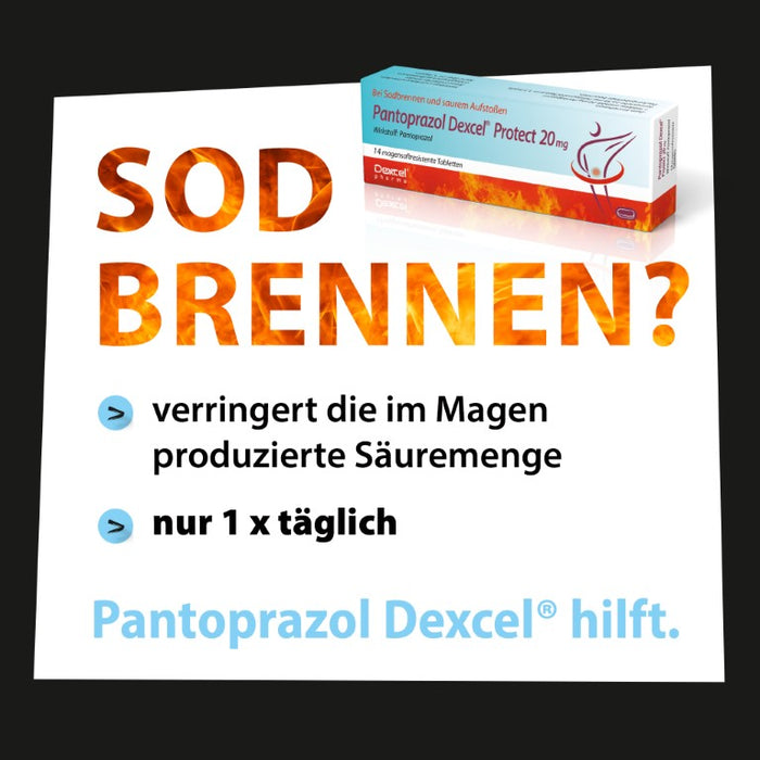 Pantoprazol Dexcel Protect 20 mg bei Sodbrennen und saurem Aufstoßen, 14 St. Tabletten