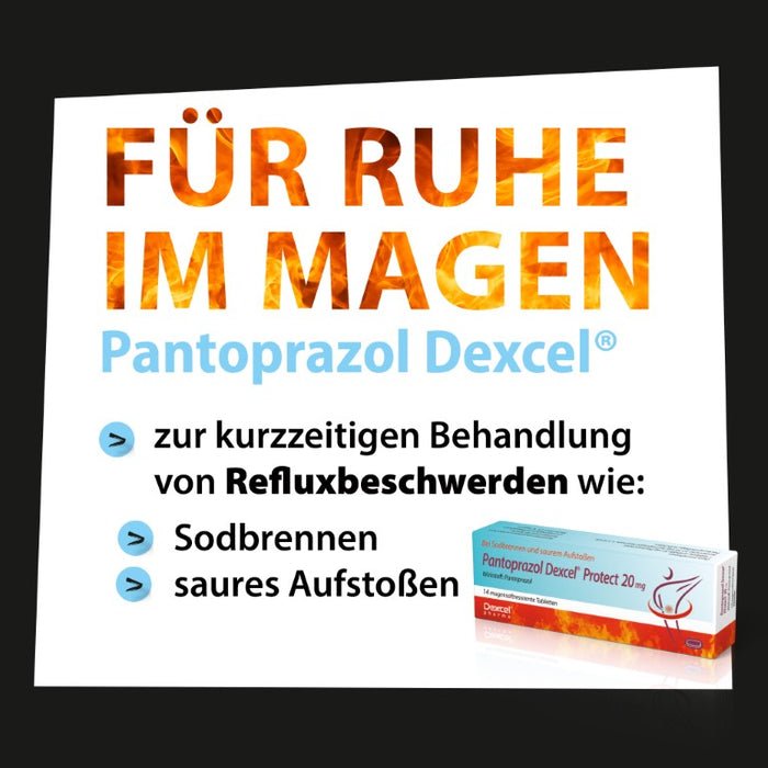 Pantoprazol Dexcel Protect 20 mg bei Sodbrennen und saurem Aufstoßen, 14 St. Tabletten