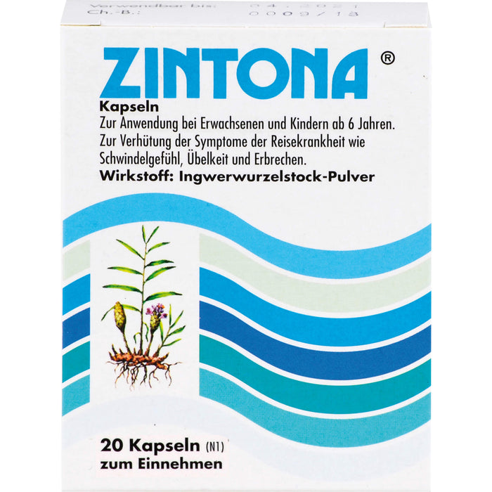 Zintona Kapseln zur Verhütung der Symptome der Reisekrankheit, 20 pcs. Capsules