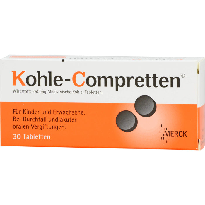 Kohle-Compretten Tabletten bei Durchfall und Vergiftungen, 30 pcs. Tablets