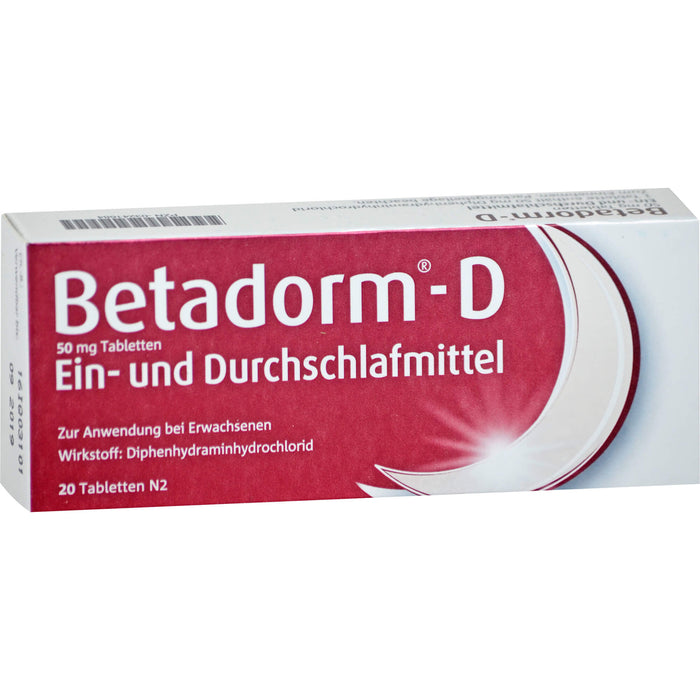 Betadorm-D 50 mg Tabletten Ein-und Durchschlafmittel, 20 pc Tablettes