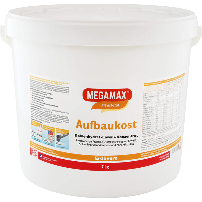 MEGAMAX Fit & Vital Aufbaukost Kohlenhydrat-Eiweiß-Konzentrat Erdbeer-Geschmack, 70000 g Poudre