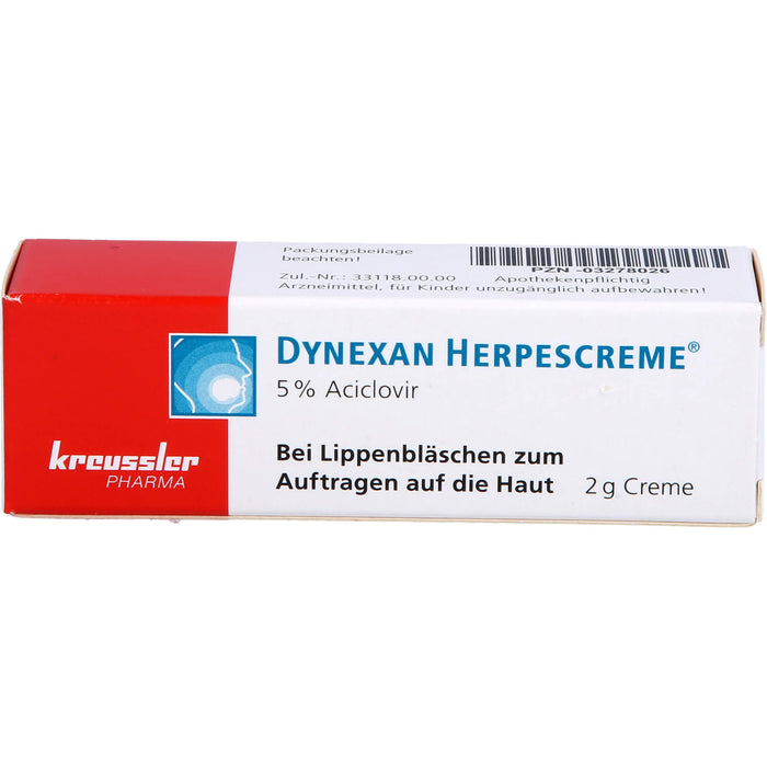 DYNEXAN Herpescreme mit 5 % Aciclovir bei Lippenbläschen, 2 g Cream