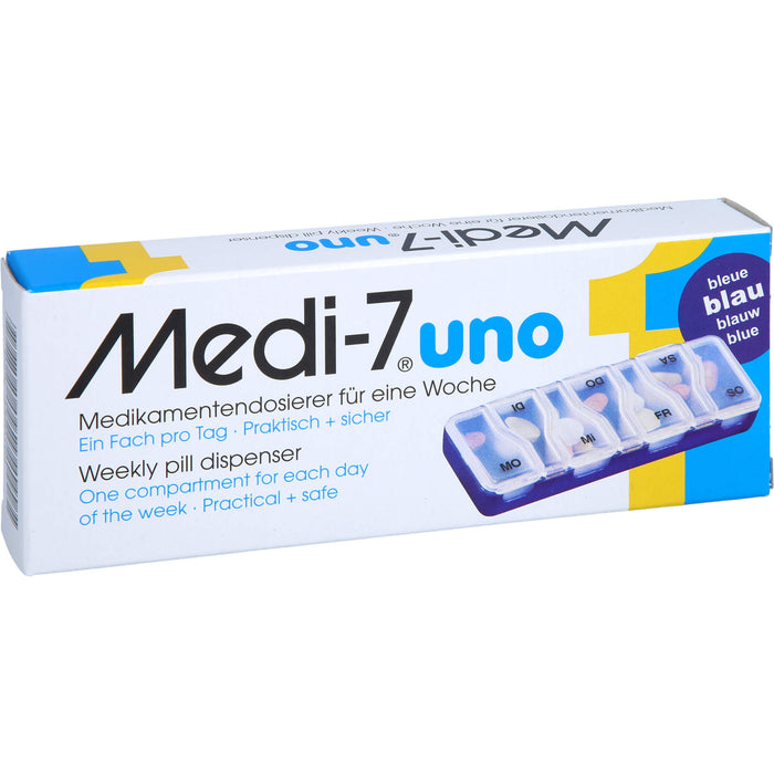 Medi-7 uno Medikamentendosierer für eine Woche blau, 1 pcs. Box