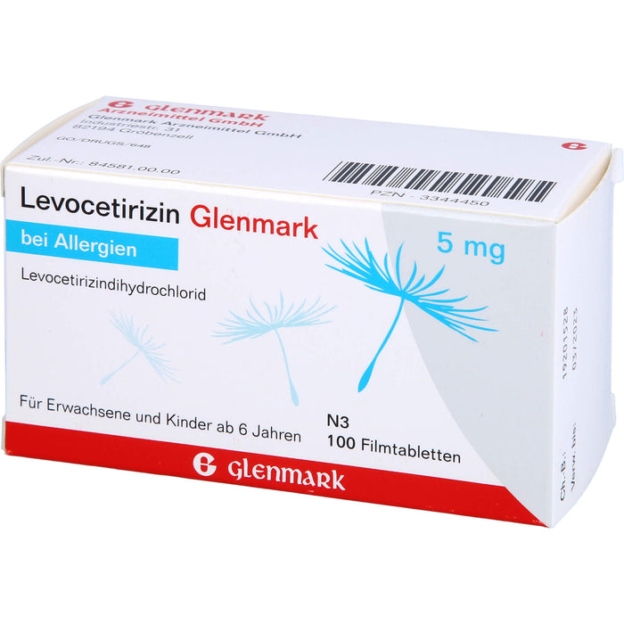 Glenmark Levocetirizin 5 mg Filmtabletten bei Allergien, 100 St. Tabletten