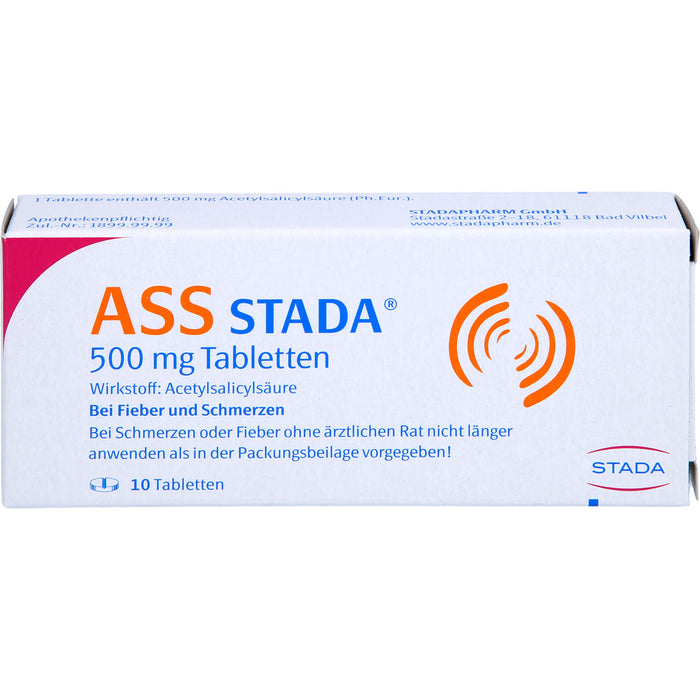 ASS STADA 500 mg Tabletten bei Fieber und Schmerzen, 10 St. Tabletten