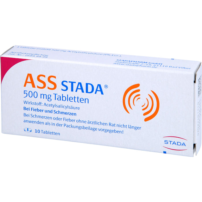 ASS STADA 500 mg Tabletten bei Fieber und Schmerzen, 10 pc Tablettes