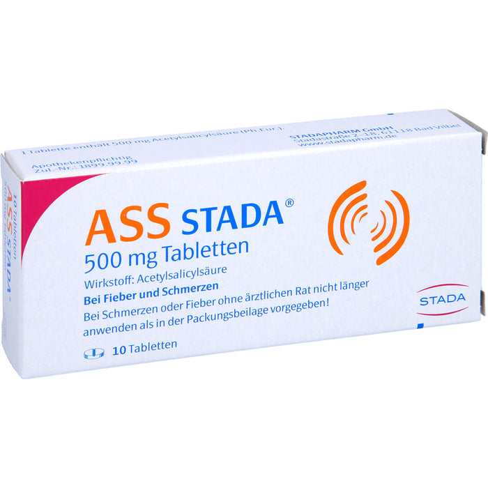 ASS STADA 500 mg Tabletten bei Fieber und Schmerzen, 10 pcs. Tablets