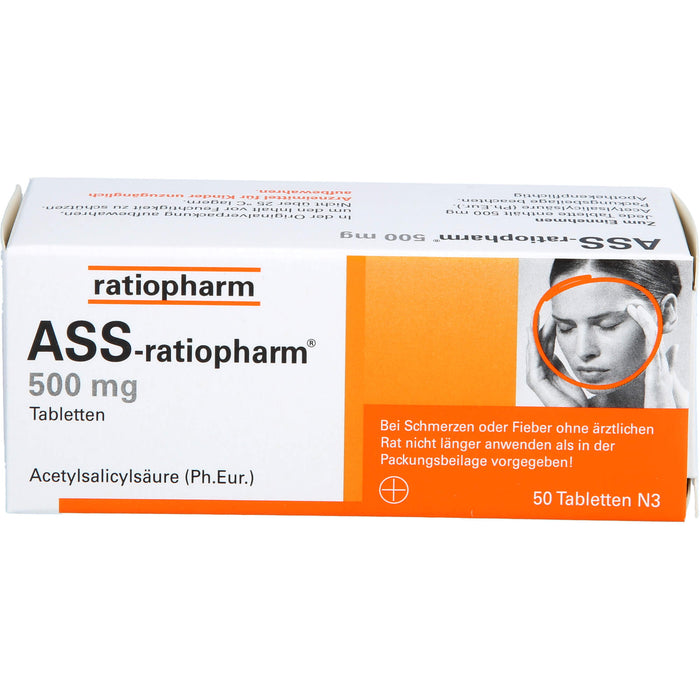 ASS-ratiopharm 500 mg Tabletten bei Schmerzen und Fieber, 50 pcs. Tablets