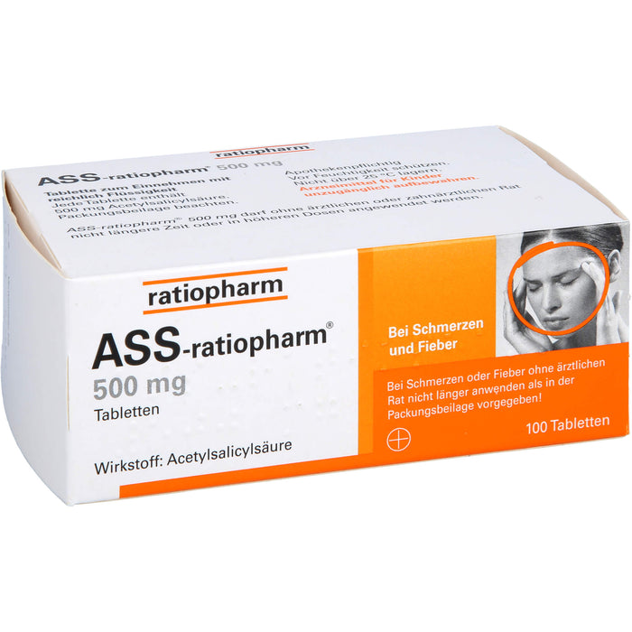 ASS-ratiopharm 500 mg Tabletten, 100 pc Tablettes