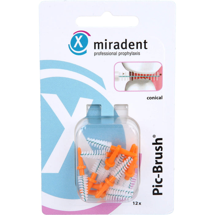 miradent Pic-Brush Ersatz-Interdentalbürsten orange konisch 2,5 - 5,0 mm, 12 pc Brosses interdentaires