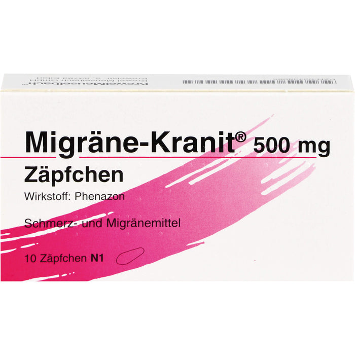 Migräne-Kranit 500 mg Zäpfchen Schmerz- und Migränemittel, 10 St. Zäpfchen