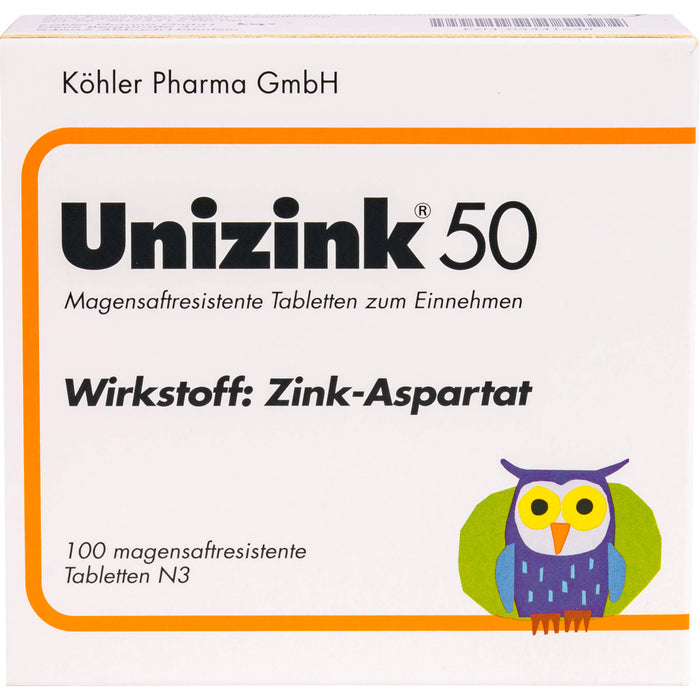 Unizink 50 mg magensaftresistente Tabletten, 100 pc Tablettes