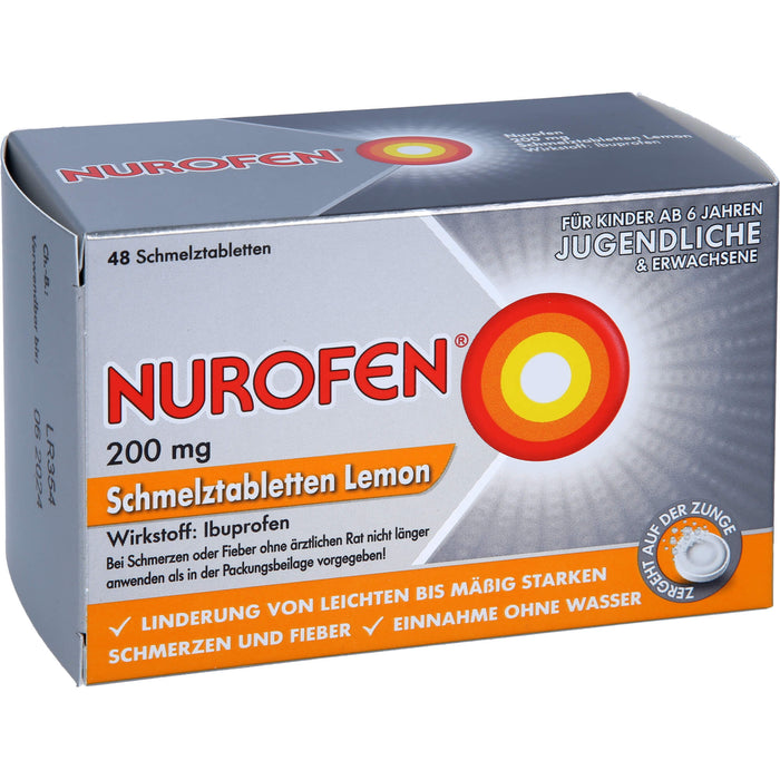 Nurofen Schmelztabletten Lemon bei Kopfschmerzen ab 6 Jahren 200mg, 48 pcs. Tablets