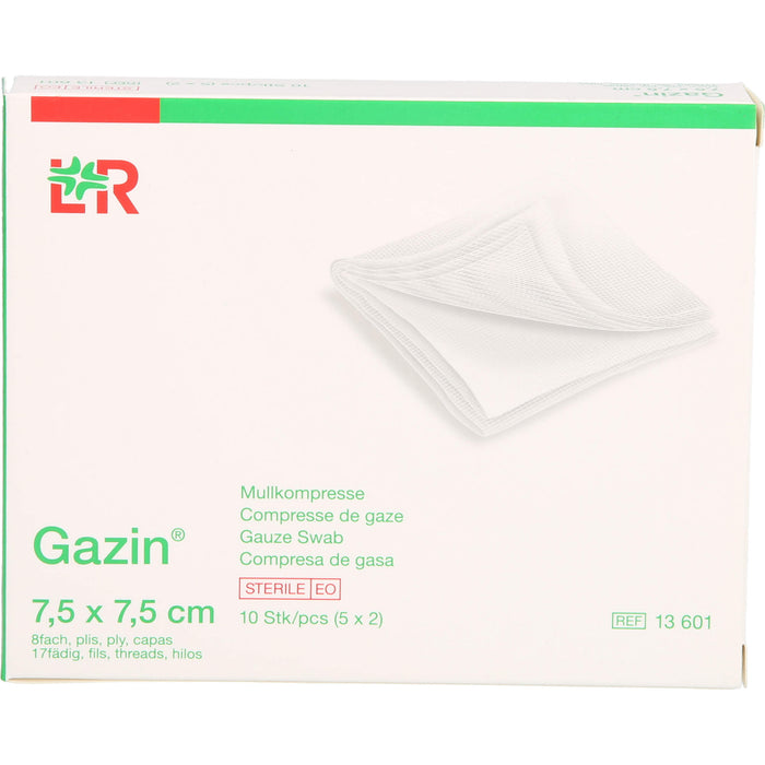 Gazin Kompressen steril 7,5 x 7,5 cm, 10 pc Compresses