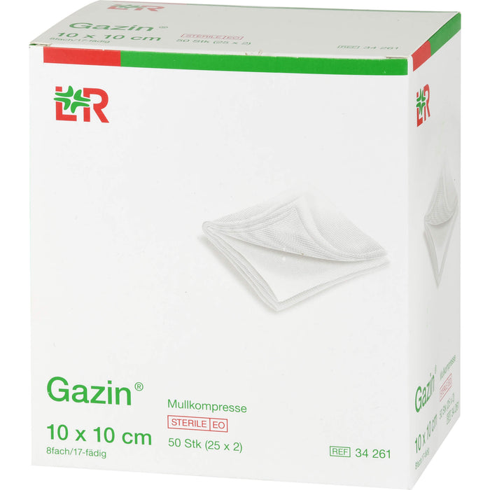 Gazin steril 10 x 10 cm 8 fach Mullkompressen, 50 pc Compresses