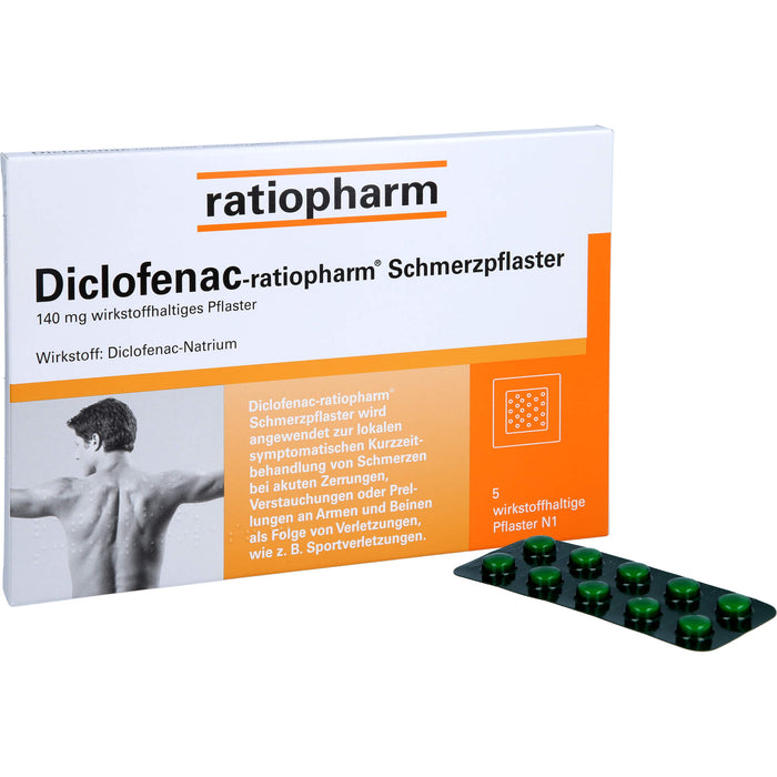 Diclofenac-ratiopharm Schmerzpflaster, 140 mg wirkstoffhaltiges Pflaster, 5 St. Pflaster