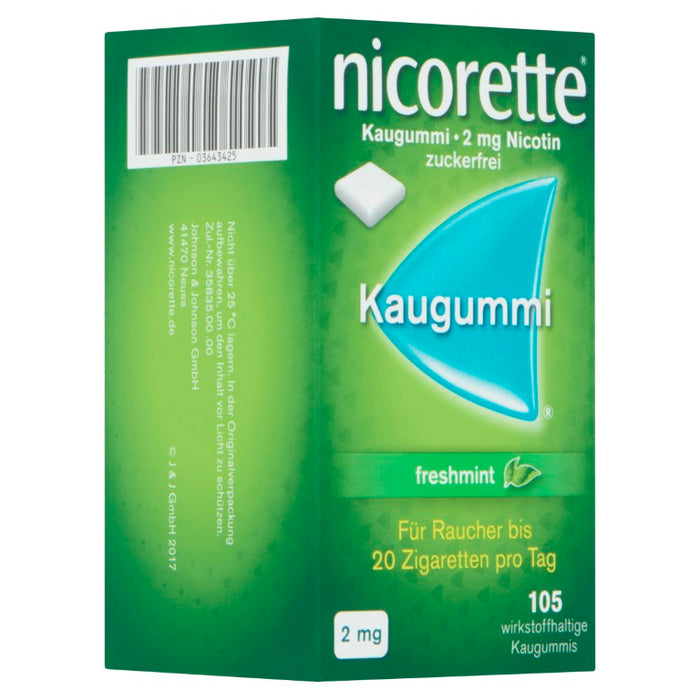 nicorette Kaugummi 2 mg Nicotin zuckerfrei freshmint, 105 pcs. Chewing gum