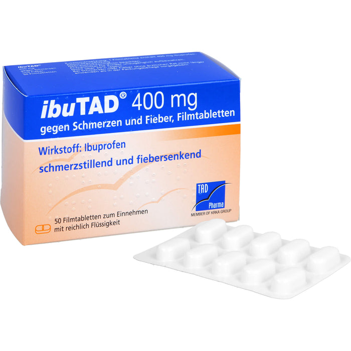 ibuTAD 400 mg Filmtabletten gegen Schmerzen und Fieber, 50 pcs. Tablets