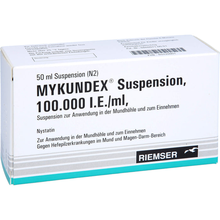 MYKUNDEX Suspension gegen Hefepilzerkrankungen im Mund und Magen-Darm-Bereich, 50 ml Lösung