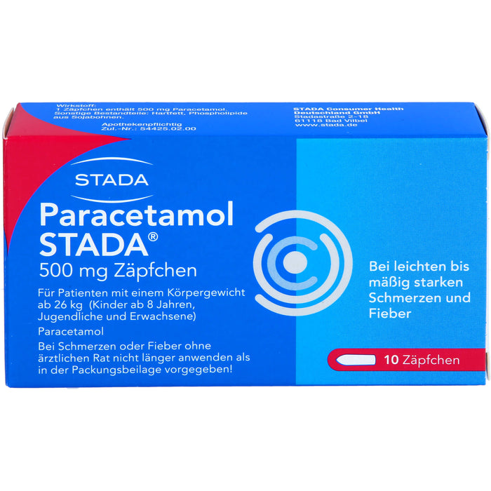 Paracetamol STADA 500 mg Zäpfchen bei Schmerzen und Fieber, 10 St. Zäpfchen