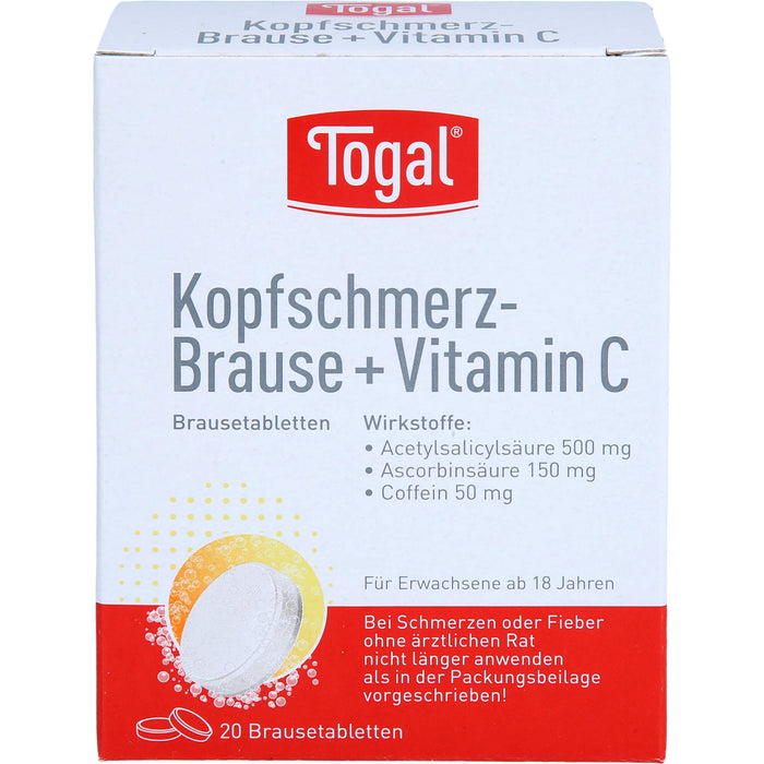 Togal Kopfschmerz-Brause + Vitamin C Brausetabletten, 20 pc Tablettes