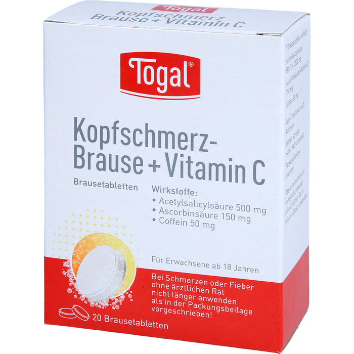 Togal Kopfschmerz-Brause + Vitamin C Brausetabletten, 20 pcs. Tablets