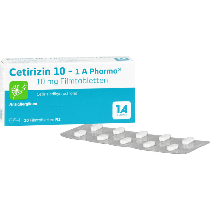 Cetirizin 10 - 1 A Pharma Filmtabletten Antiallergikum, 20 pcs. Tablets