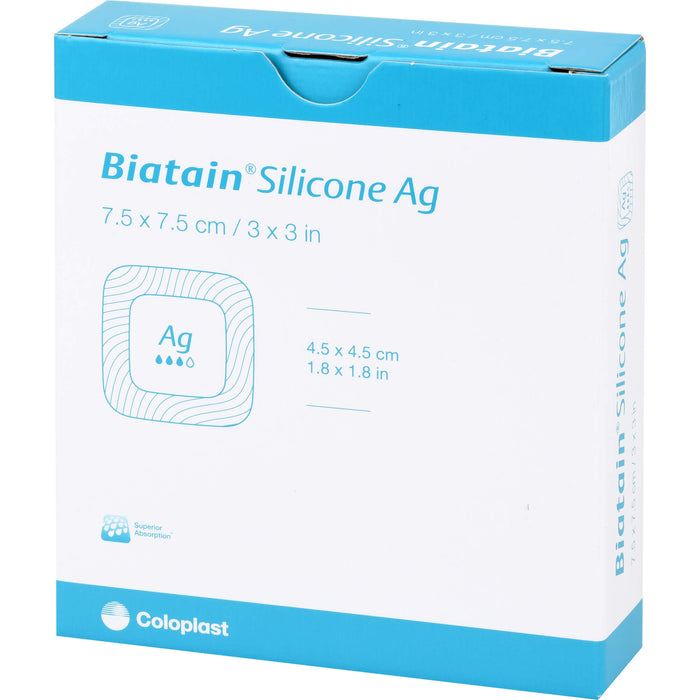 Biatain Silicone Ag Schaumverband mit Silber 7,5 cm x 7,5 cm, 5 St. Wundauflagen