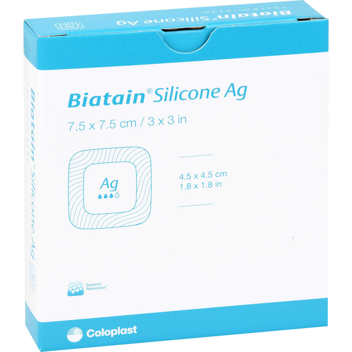 Biatain Silicone Ag Schaumverband mit Silber 7,5 cm x 7,5 cm, 5 St. Wundauflagen