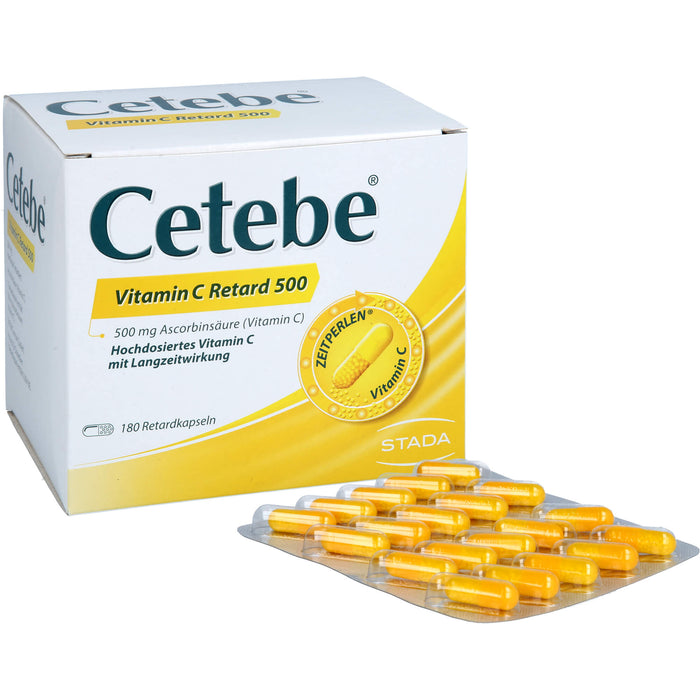 Cetebe Vitamin C Retard 500 Hartkapseln, 180 St. Kapseln