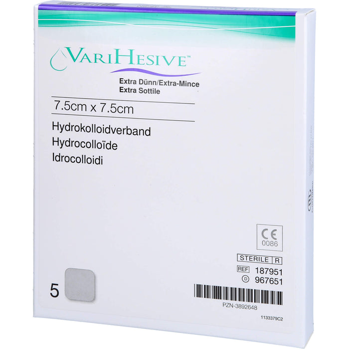 VariHesive extra dünn Hydrokolloidverband 7,5 cm x 7,5 cm, 5 St. Wundauflagen