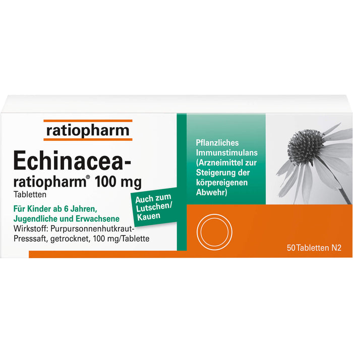 Echinacea-ratiopharm 100 mg Tabletten zur Steigerung der körpereigenen Abwehr, 50 pc Tablettes