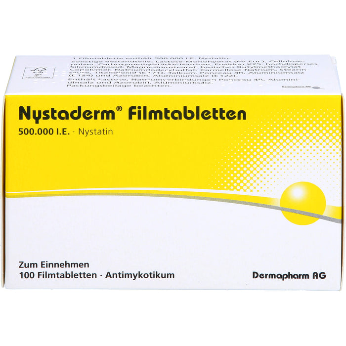 Nystaderm Filmtabletten bei nachgewiesener nystatinempfindlicher Hefepilzinfektionen, 100 pc Tablettes