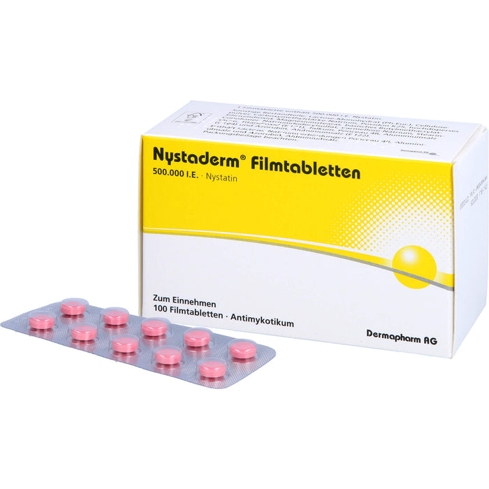 Nystaderm Filmtabletten bei nachgewiesener nystatinempfindlicher Hefepilzinfektionen, 100 pc Tablettes