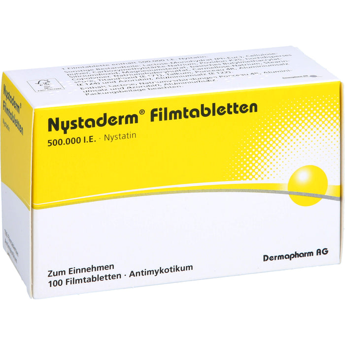 Nystaderm Filmtabletten bei nachgewiesener nystatinempfindlicher Hefepilzinfektionen, 100 St. Tabletten