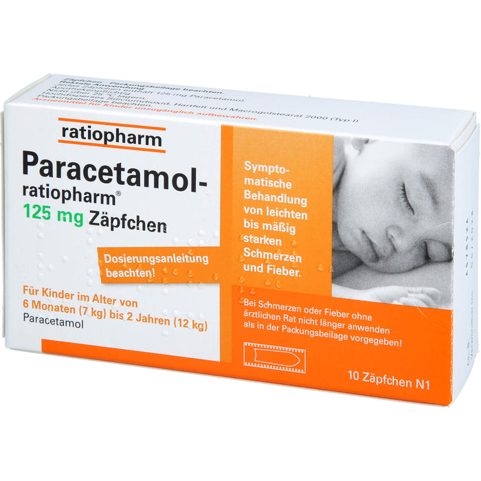 Paracetamol-ratiopharm 125 mg Zäpfchen, 10 pcs. Suppositories