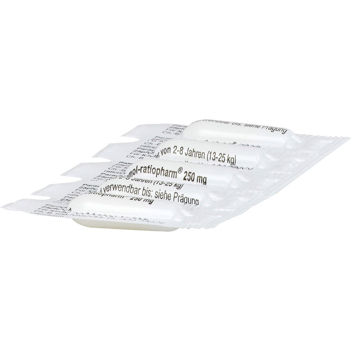 Paracetamol-ratiopharm 250 mg Zäpfchen bei Fieber und Schmerzen, 10 pc Suppositoires