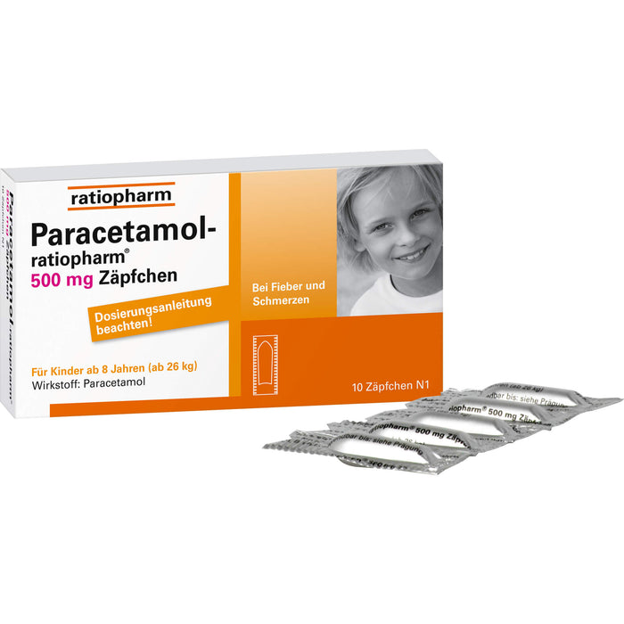 Paracetamol-ratiopharm 500 mg Zäpfchen bei Fieber und Schmerzen, 10 St. Zäpfchen