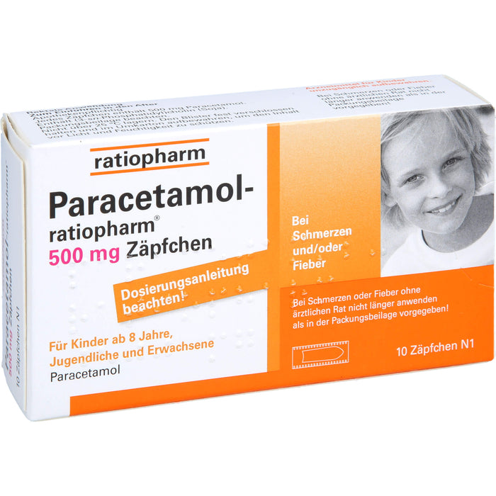 Paracetamol-ratiopharm 500 mg Zäpfchen bei Fieber und Schmerzen, 10 pcs. Suppositories