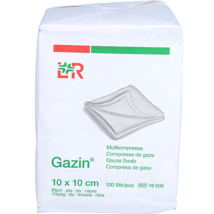 Gazin Mullkompresse 10 cm x 10 cm steril 8fach, 100 pc Compresses